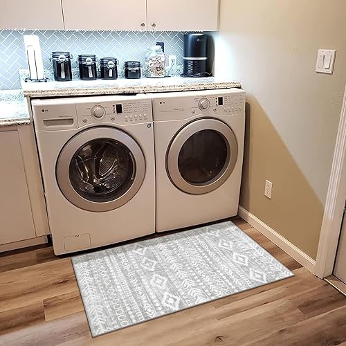 Miniatura 8 de Lahome Alfombra marroquí de granja, lavable de 2 x 4 pulgadas, parte trasera de goma antideslizante, alfombra de noche de cocina, alfombra rústica