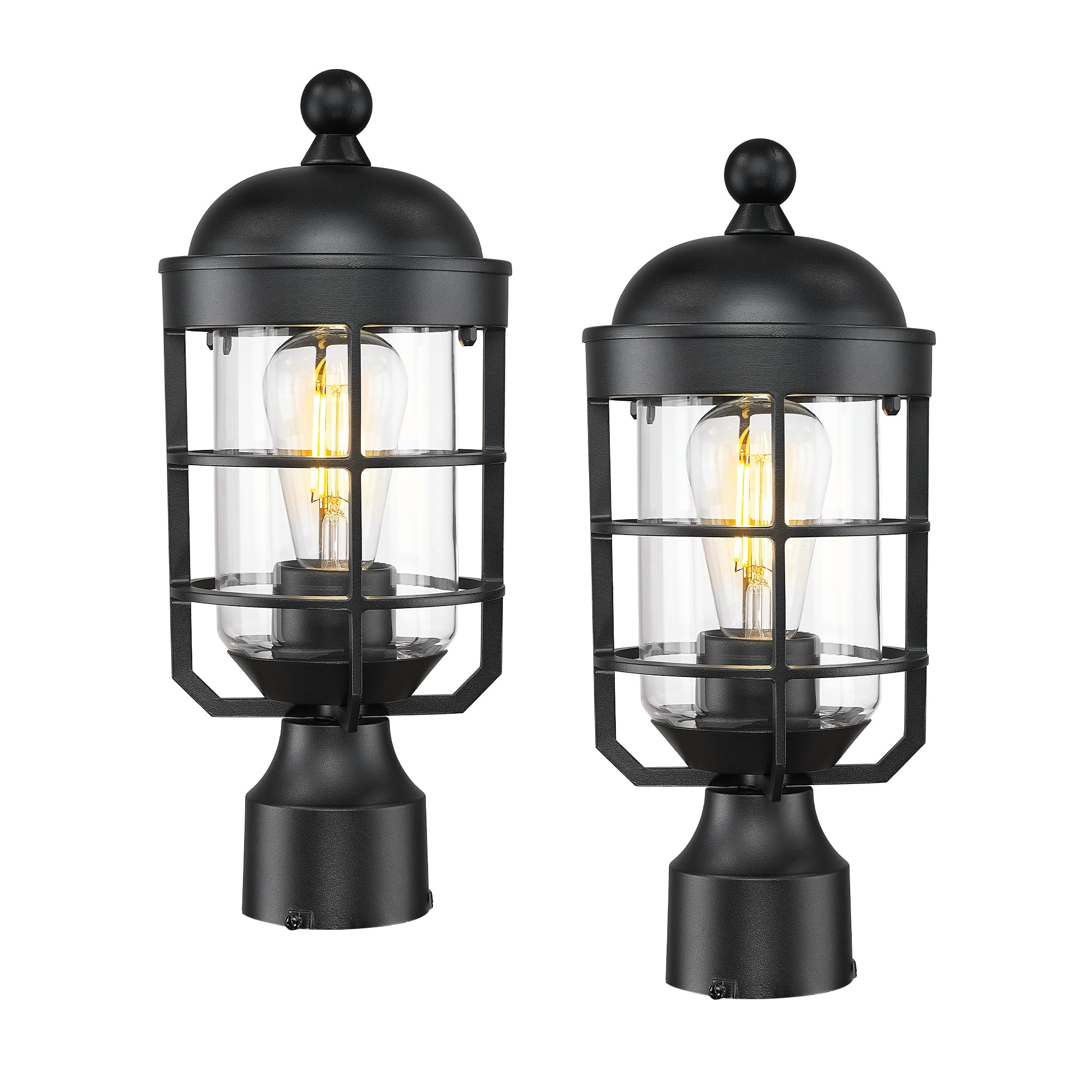 Emliviar Pier Mount Outdoor Post Lights, 2 Pack, Black, GE255P-L-2 BK
