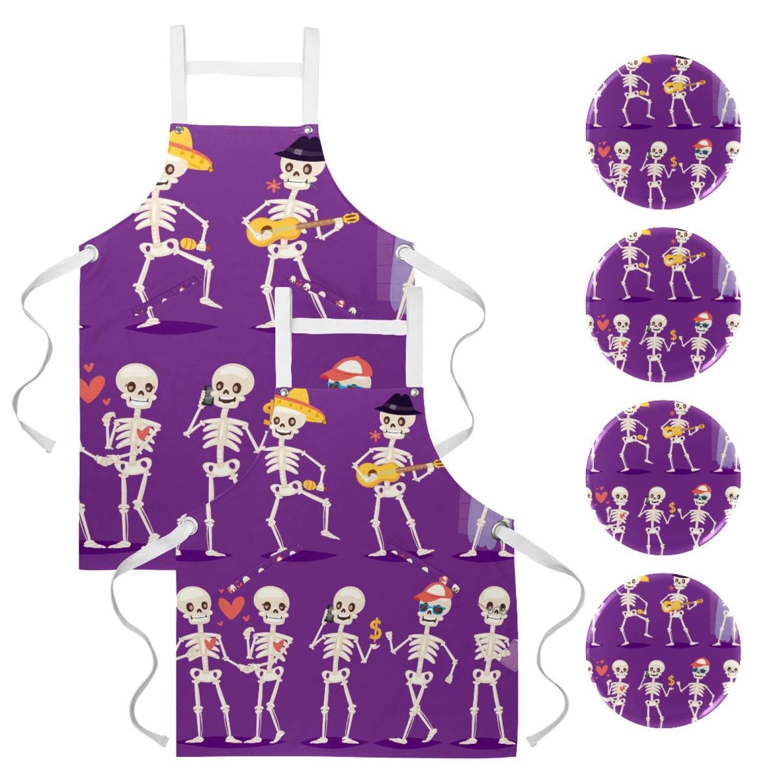 Tablier de serveuse squelette multicolore idéal pour le bistro et le restaurant - 7