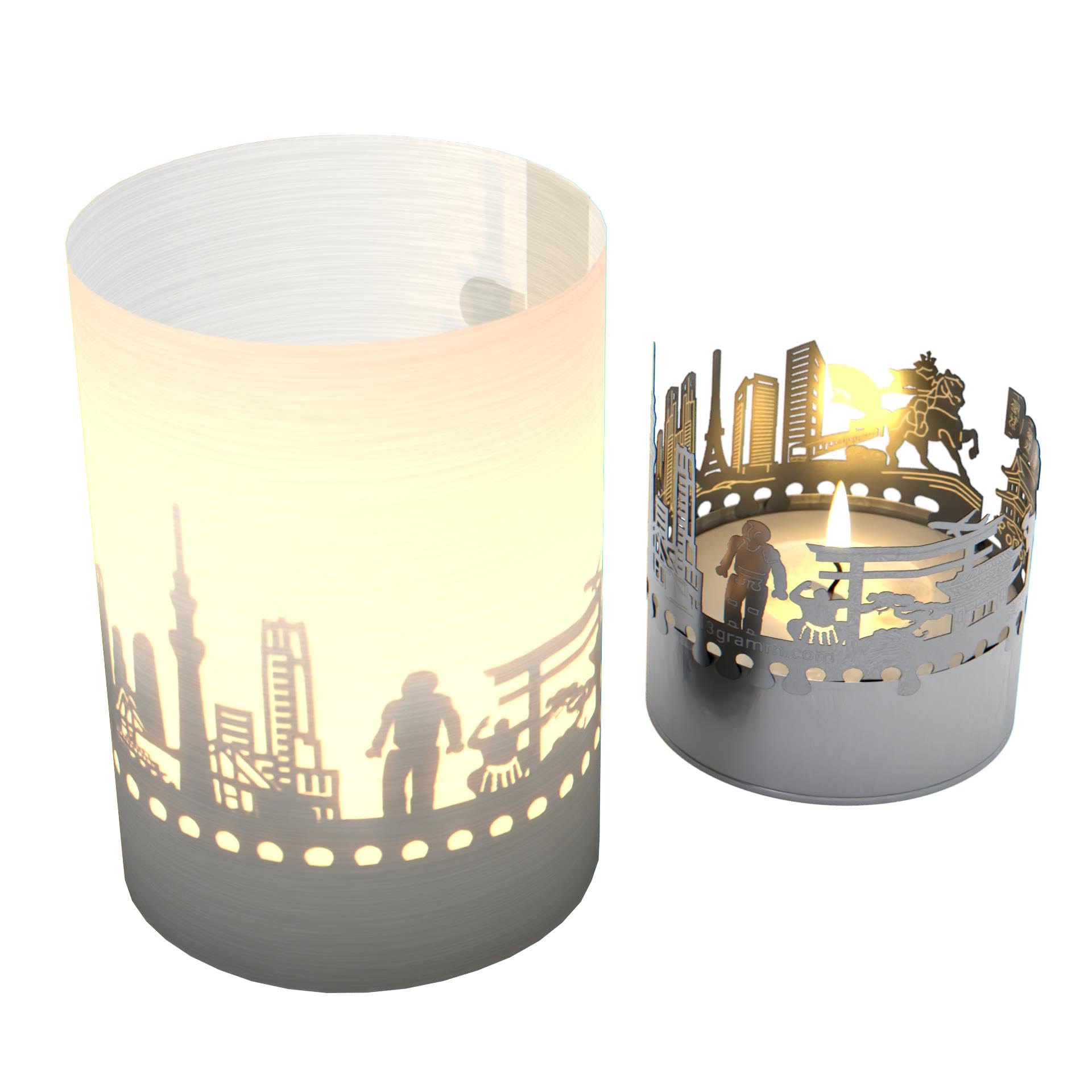 Tokyo Skyline Gift Tube Shadow Play - Mesmerizing Silhouette Candle for Tokyo Fans - Unique Souvenir & Home Decor - Great Travel Gift