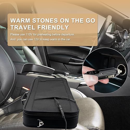 Miniatura 3 de Calentador de piedras de masaje portátil con adaptador de automóvil, juego de palos de masaje de bambú eléctrico para spa, juego de masaje de bambú