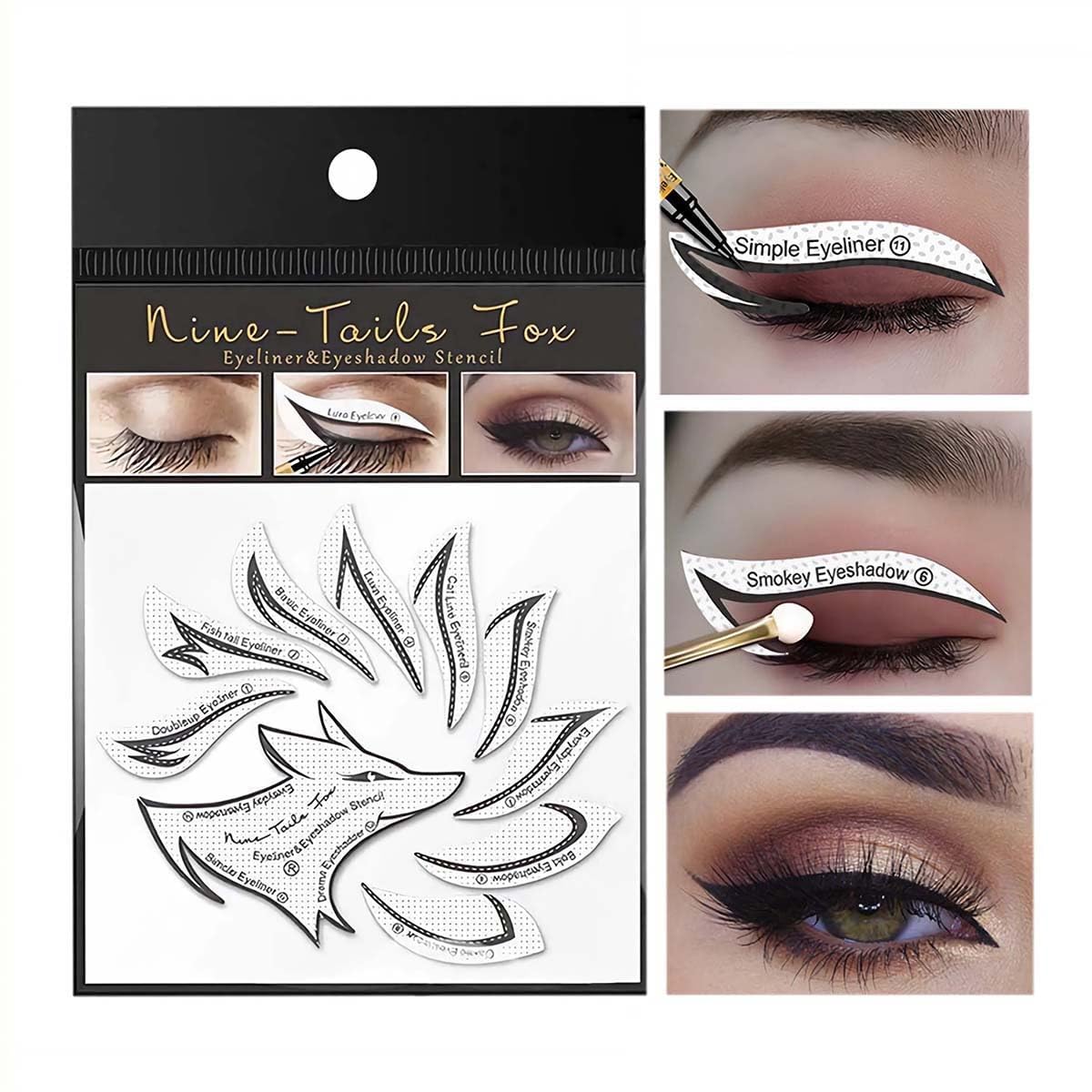 48 Pair Eyeliner Stencil Sticker Set, Eyeliner Sticker for Eyes, Fox Eyeliner Template Card, Eyeliner Sticker, Suitable for Makeup, Special Occasion Preparation, Travel Convenience-image-29