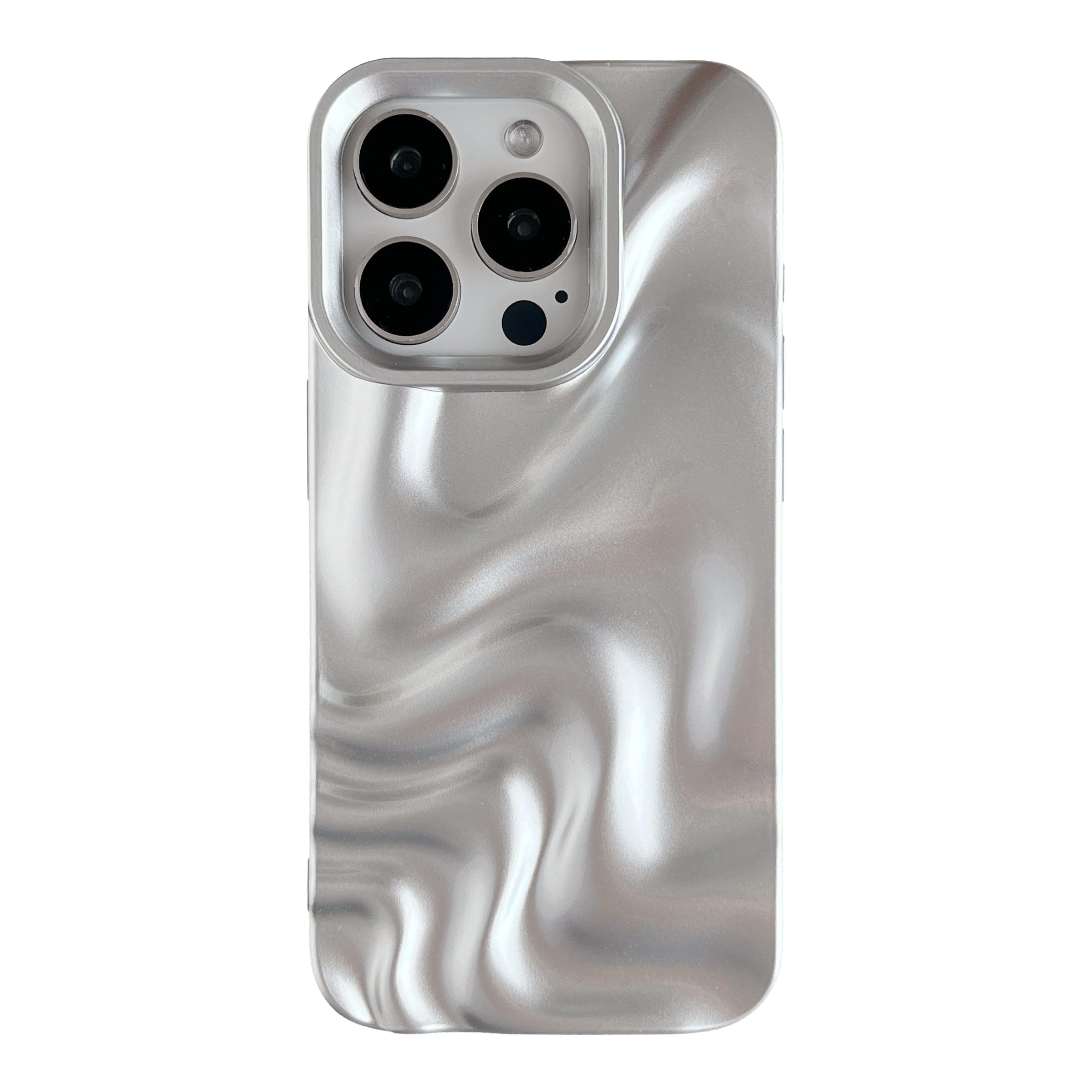 Caseative for iPhone 15 Pro Case,Water Ripple Pattern Wave Phone Case (Light Silver)