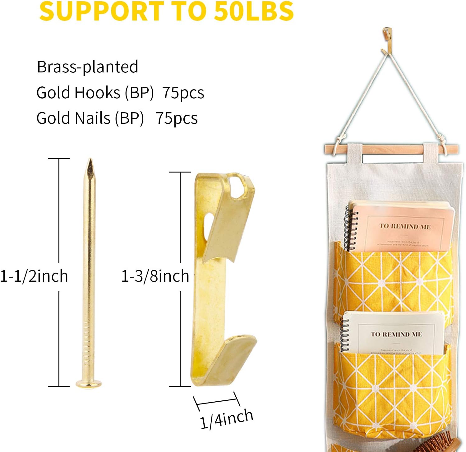 Maexxna 150PCS Picture Hangers Heavy Duty 50lbs, Frame Picture Hooks with Nails, Picture Hanging Kit on Wood/Drywall Hanging Solution Hardware for Canvas, Office, Clock, Mirror, Wreath - - 