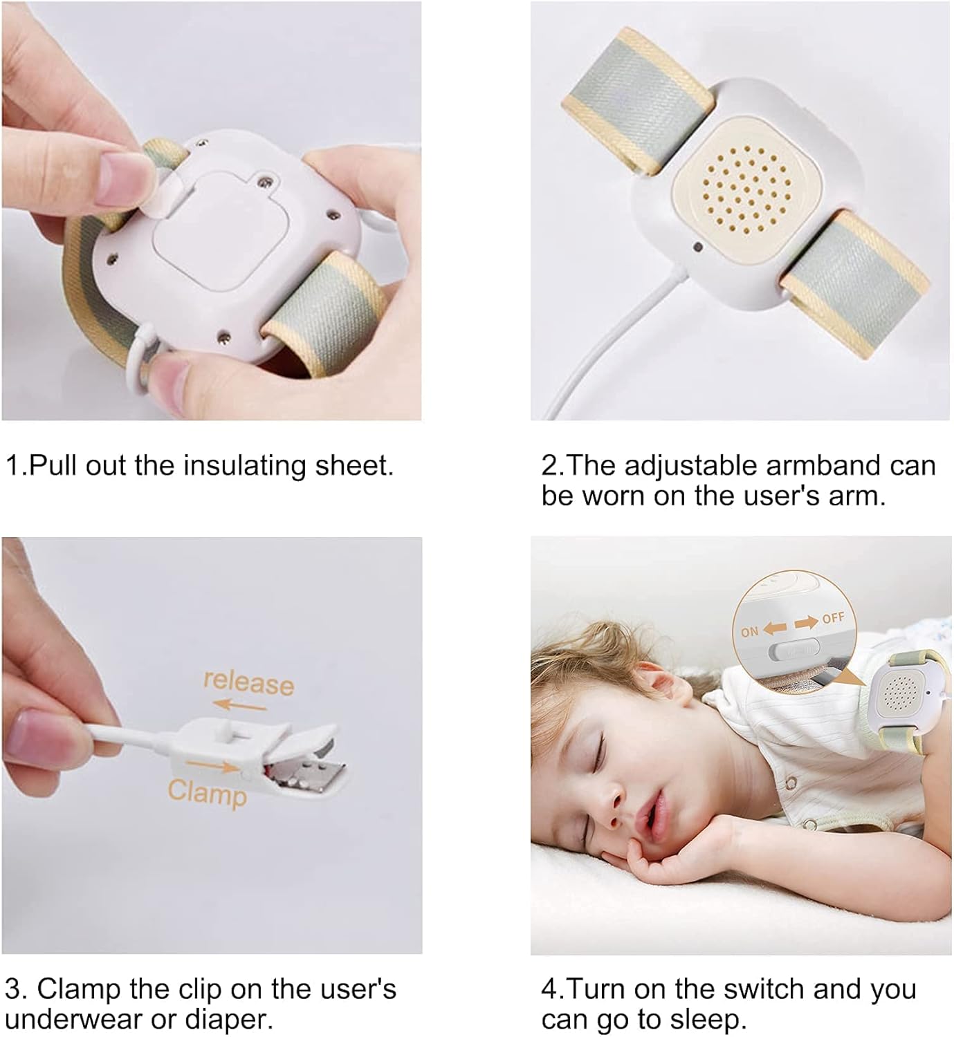 HUWOO Bedwetting Alarm for Boys and Girls Pee Alarm with Volume, Vibration and Flash Light Bed Wetting Monitor Potty Training via Enuresis Sensors, Suitable for Children and Elderly : Health & Household