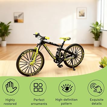 1:8 Finger Mountain Bike, Alloy Die Cast Finger Bike, Finger Toy Bikes Suitable for Collectors,Stress Relieving and Educational Games, and Collectibles (Handlebars/ Foot Pedal Can Be Turned)