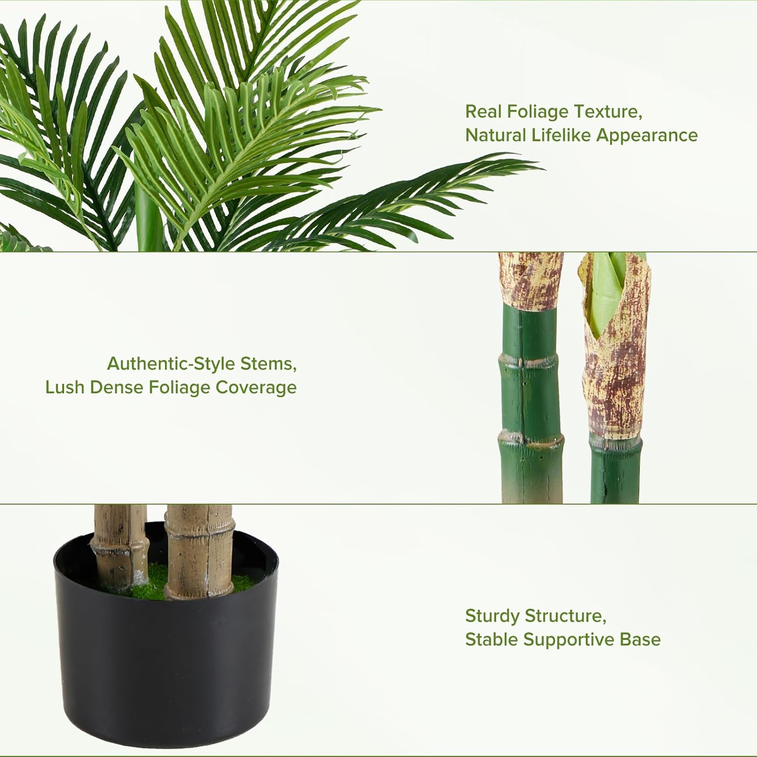 DUMOS 47in Artificial Palm Tree, Tall Fake Faux Plants with Indoor Lifelike Leaves Black Planter Pot, Artificial Silk Tree Maintenance Free for Home Office, House, Living Room, Porch Decor