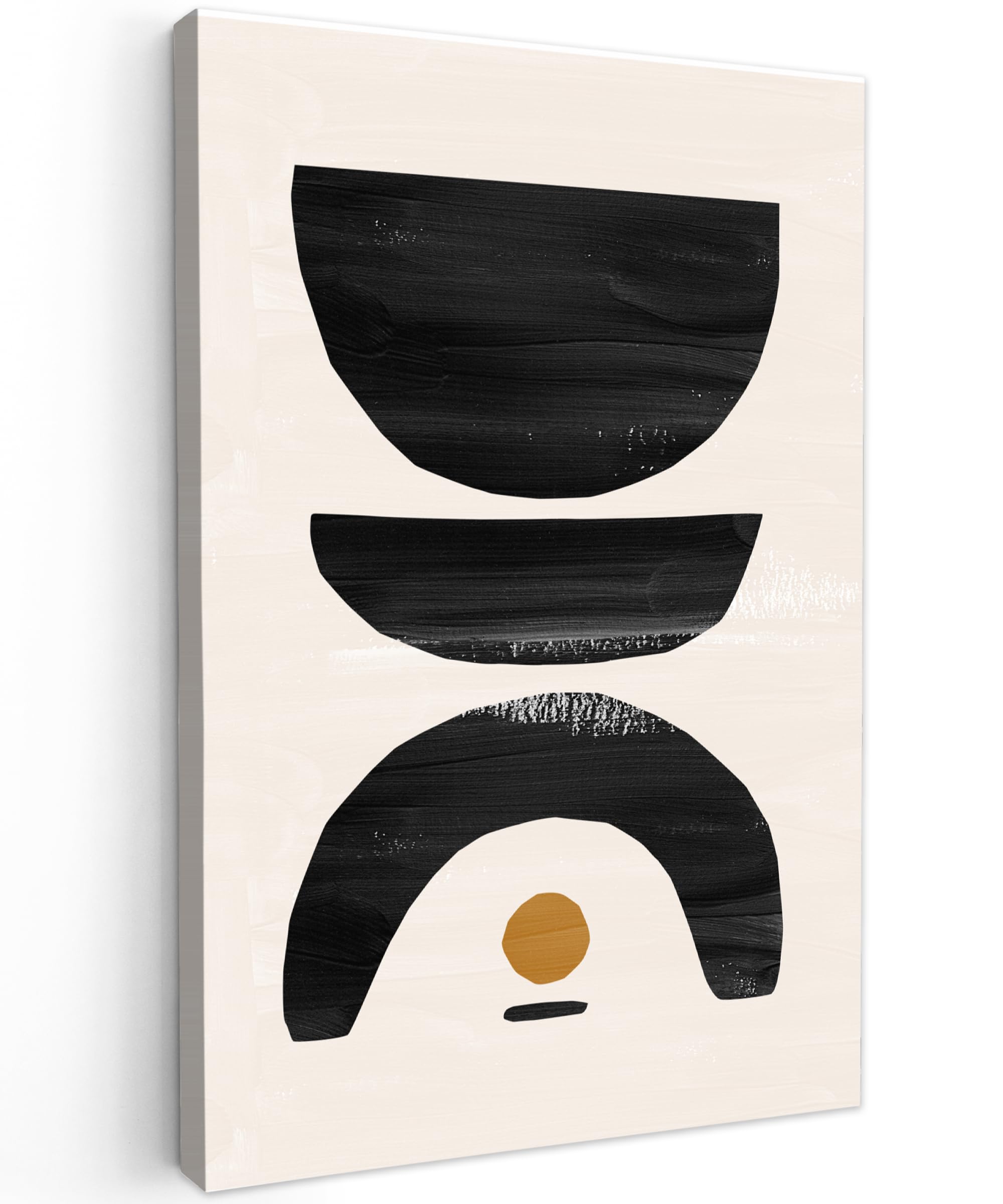 MuchoWow© Canvas Wall Art Work 8"x12" / 20x30 cm Room Decor Painting Wallfillers Picture Decoration Prints Modern - Abstract art - Black - Beige — image 1