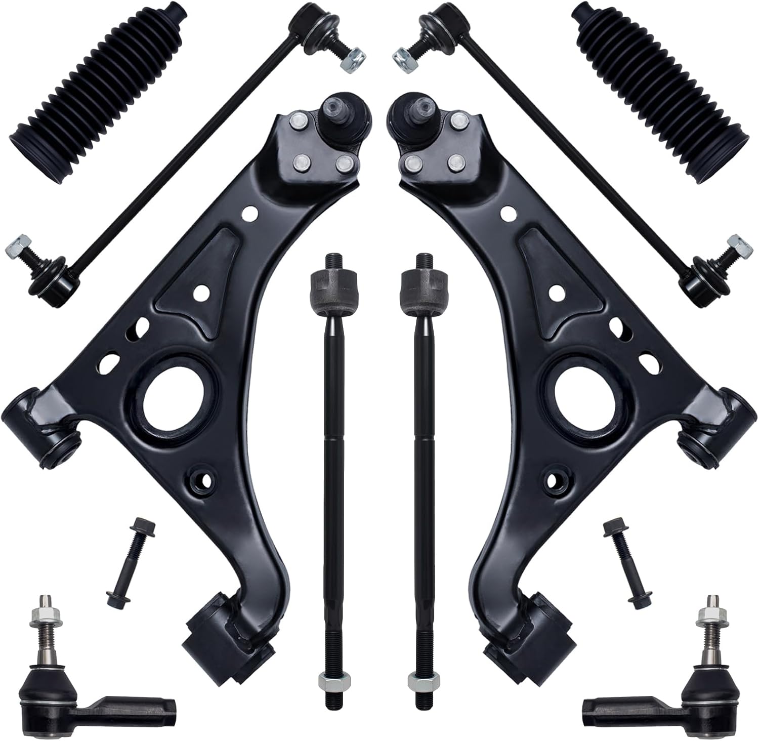 AUQDD 10Pc Front End Suspension Kit Fit For 2013-2022 Bu-ick Encore, 13-22 Chevy Trax, 2 Lower Control Arm w/Ball Joint 2 Sway Bar Link 4 Outer Inner Tie Rod End (# K623137 K750682 EV800936 ES801558)