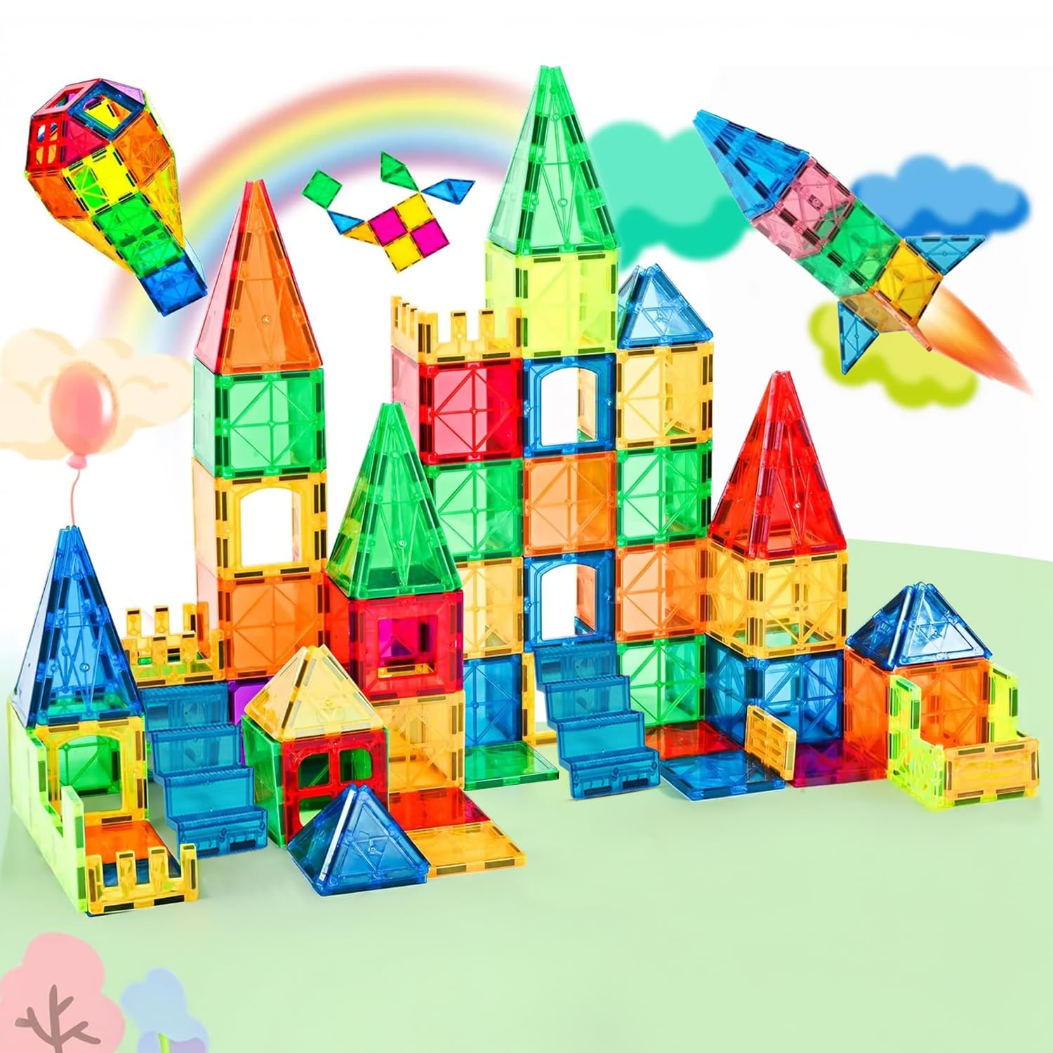 KIPA GAMING MagPlay Tiles 100 Pieces Made in India Magnetic Tiles Set, Constructing and Creative Learning Educational STEAM Toy for Kids-picture-12