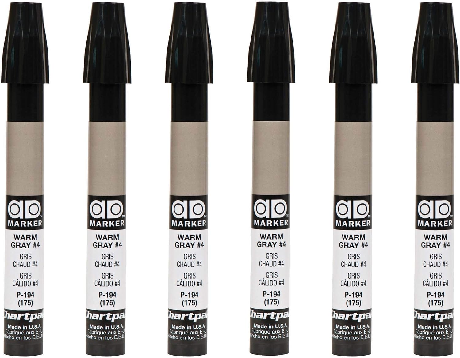 AD Marker The Original Chartpak, Tri-Nib, 25 Assorted Warm/Cool Grey Colors in Tabletop Cube, 1 Each (E)