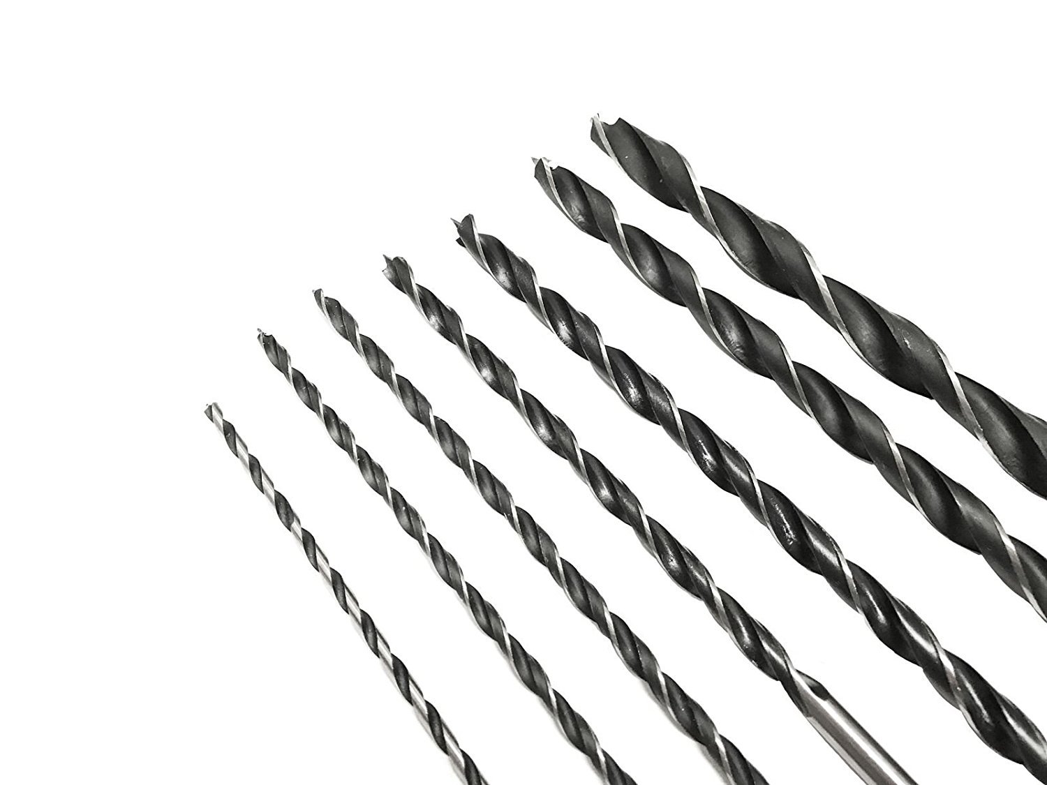 12" Extra Long Brad Point Wood Drill Bits (SAE) (7 Pack)