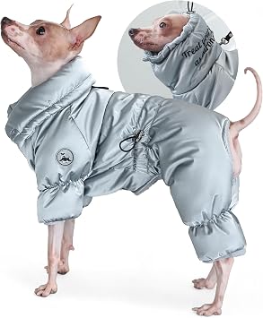 Dog Winter Jacket, Waterproof Full Body Dog Coat, Snow Jacket for Dogs, Snowsuit, Winter Coat - Perfect for Cold Weather, Ideal for Small Medium Dogs Silver, Large