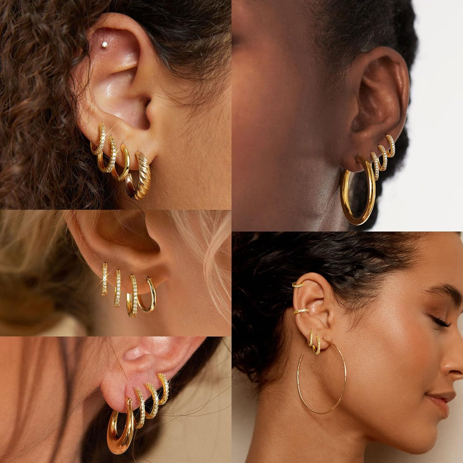 Silver Gold Hoop Earrings for Women Trendy Hypoallergenic Earrings Huggie Cartilage Hoop Earrings Piercing Jewelry for Women - Image 5