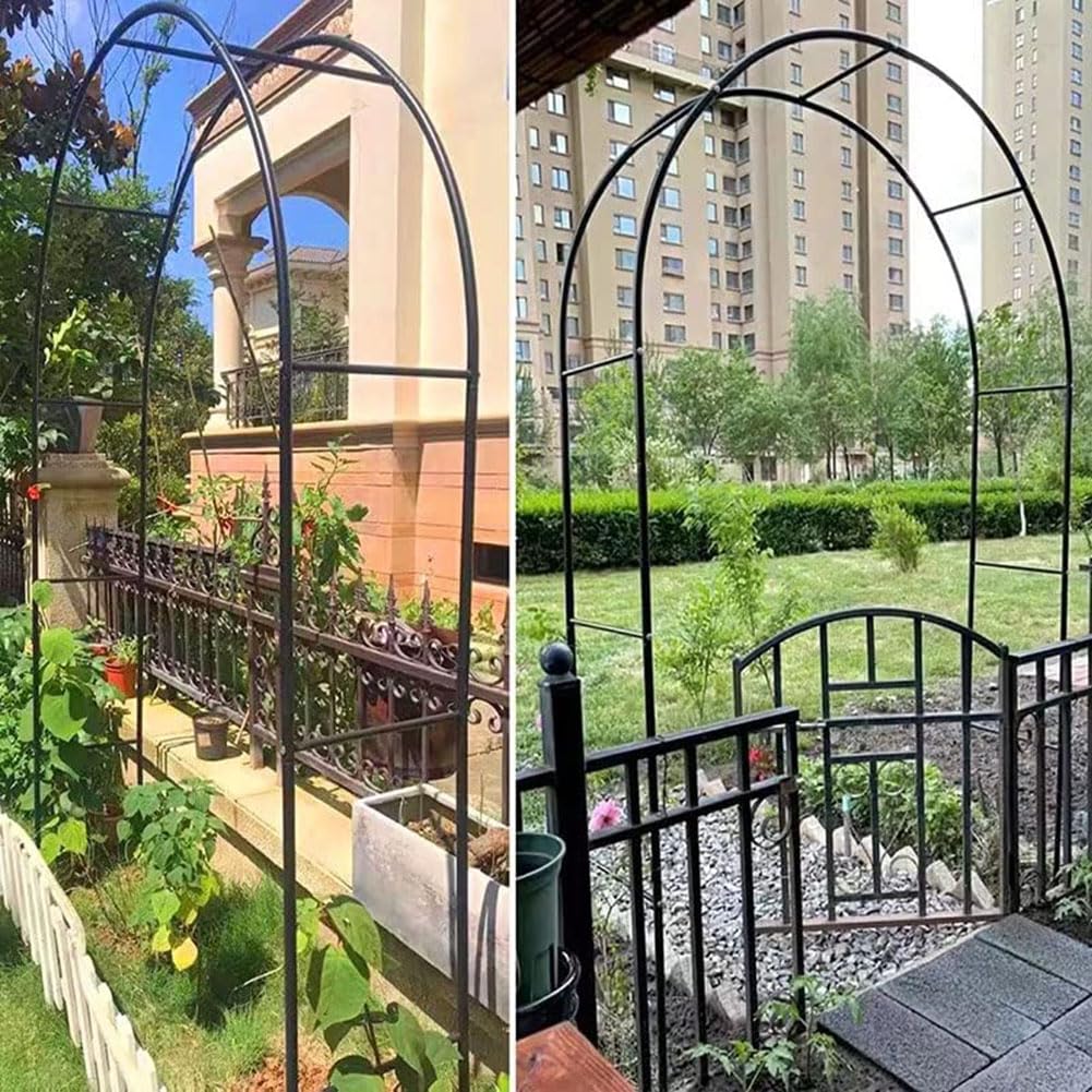 Arco da giardino in metallo resistente per piante rampicanti con rose bianche, pergolato per matrimoni, supporta grandi viti da 140 cm a 240 cm di larghezza, design resistente e robusto, perfetto per