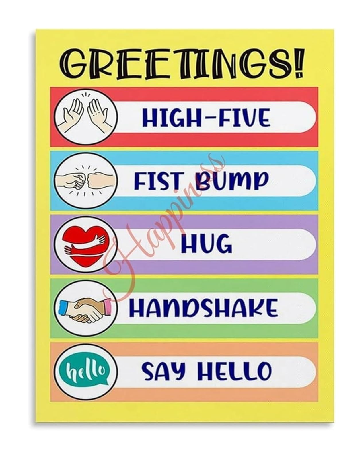 KCDFDVJFBM Elementary School Poster Morning Greetings Classroom Rules Educational Wall-Art for Teachers(Framed,12x18inch(30x45cm))