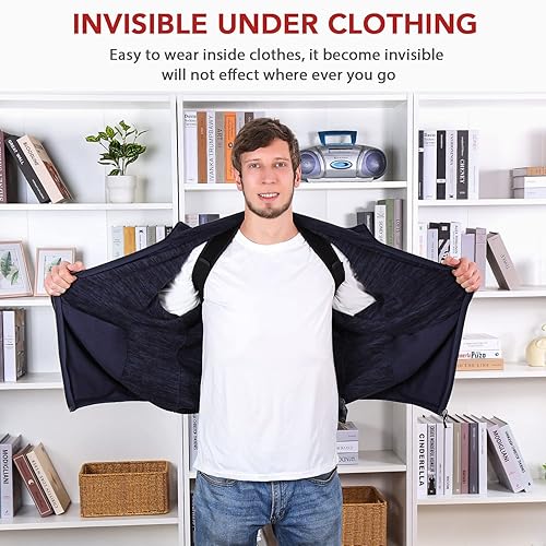 Miniatura 6 de Corrector de postura mejorado para hombres y mujeres, cómodo soporte de espalda superior para apoyo de clavícula, alisador de espalda ajustable y