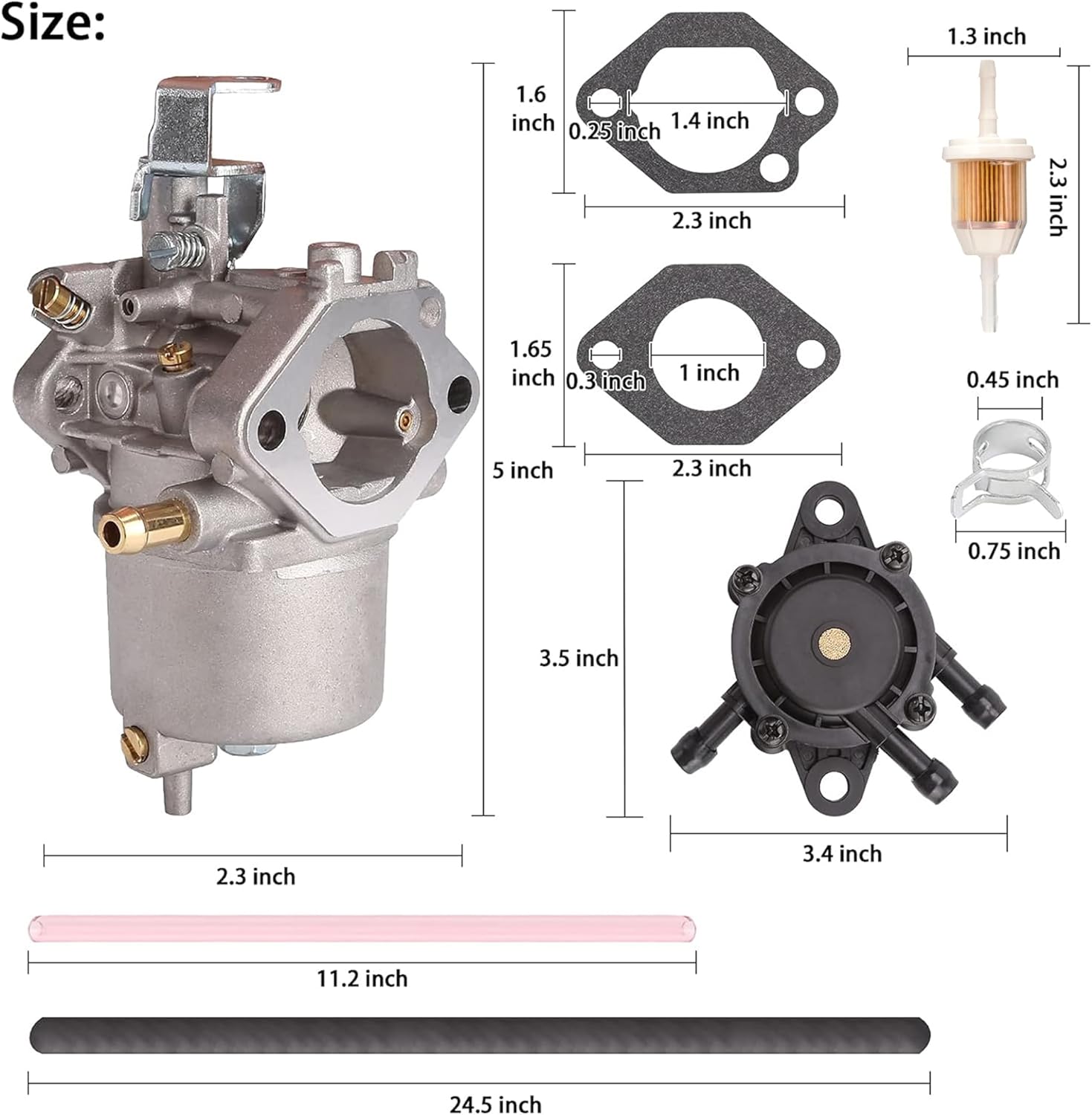 10L0L FE290 Carburetor Fuel Pump Kit for 1998-up Club Car DS & Precedent, Turf, Carryall Golf Cart, Replace OEM 1016438, 1016439, 1016440, 1016441, 1016478, 101805601, 101905601, 17561