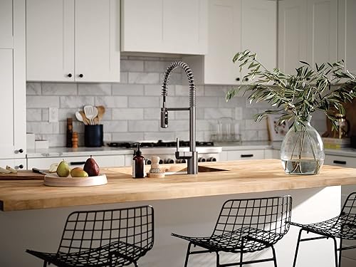 Miniatura 2 de Moen Align 5923EWBLS Grifo de cocina con sensor de onda Motionsense de acero inoxidable sin contacto, con resorte de arco alto, con aerosol, grifo