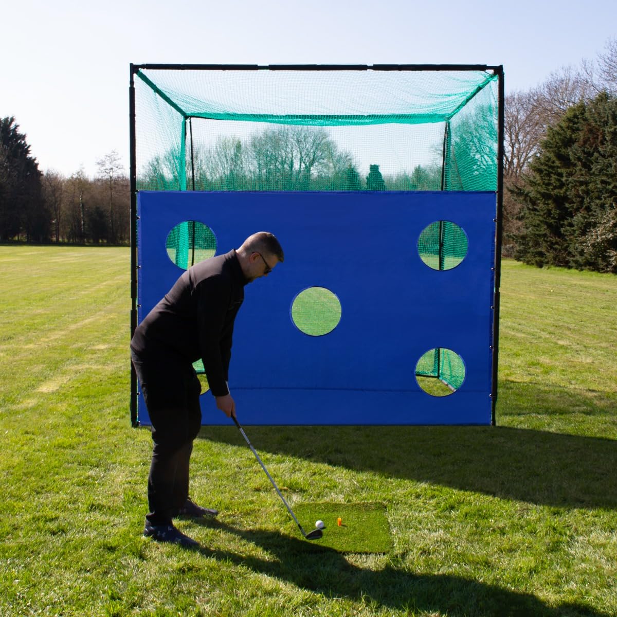 Jaula de Práctica de Golf 3x3x3m Malla 25mm Entrenamiento Golf Interior Exterior