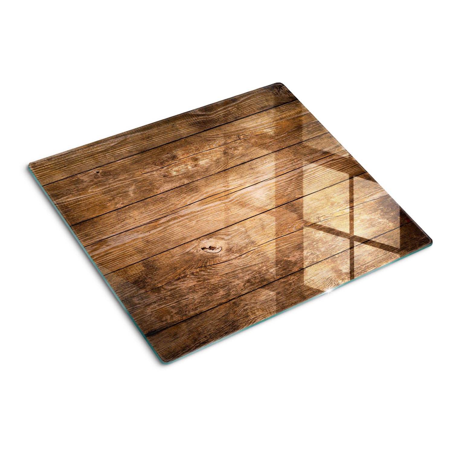 Schneidbrett Glas 60x52 cm für die Küche Plastikfrei Dünn Glasplatte Hitzebeständig Rutschfest Silikonfüße Lebensmittelecht Dekorativ Antibakteriell Gehärtetes Glas - Holz
