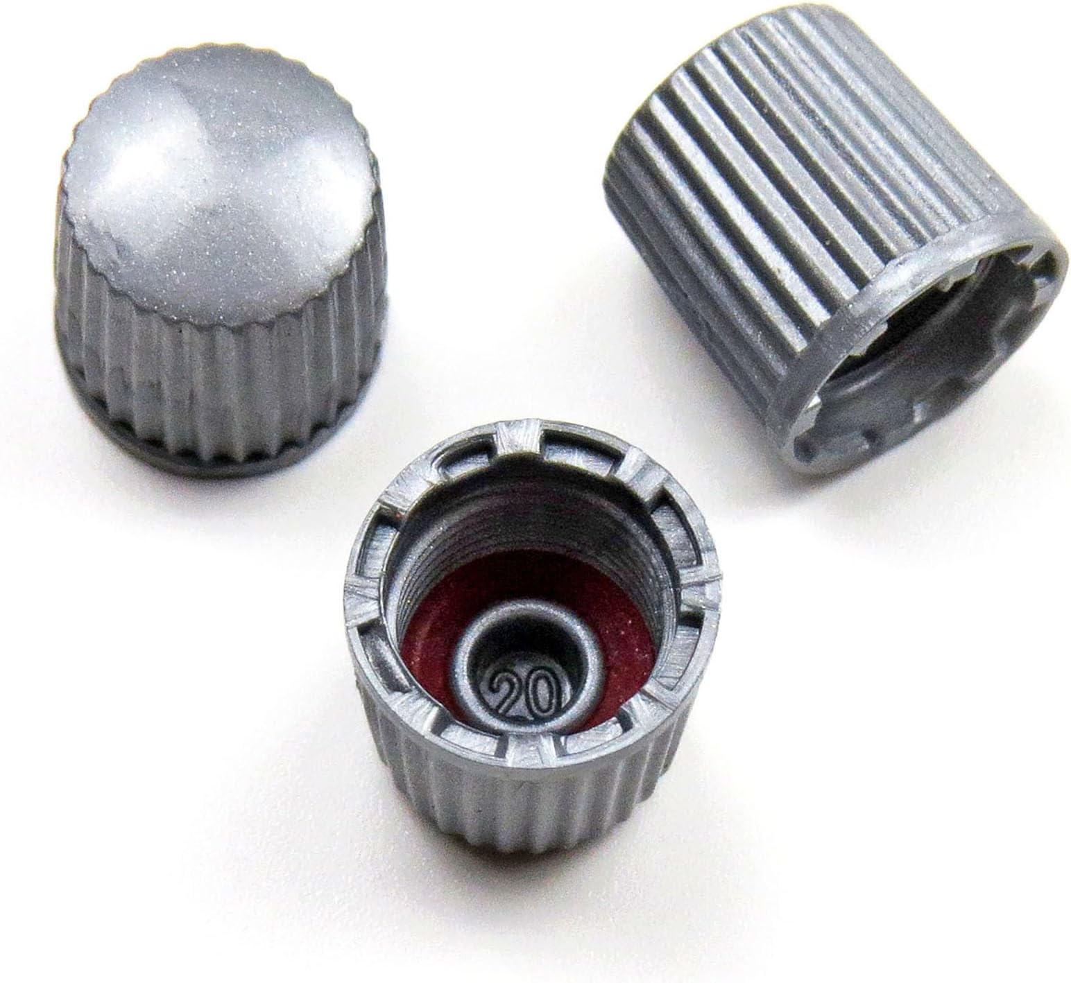 Gray Plastic Tire Valve Stem Caps for Porsche TPMS Replacement Service Kit Genuine Tire Valve Air Dust Stem Covers for Wheel TPMS Aluminum Tire Valves (8 Pack)