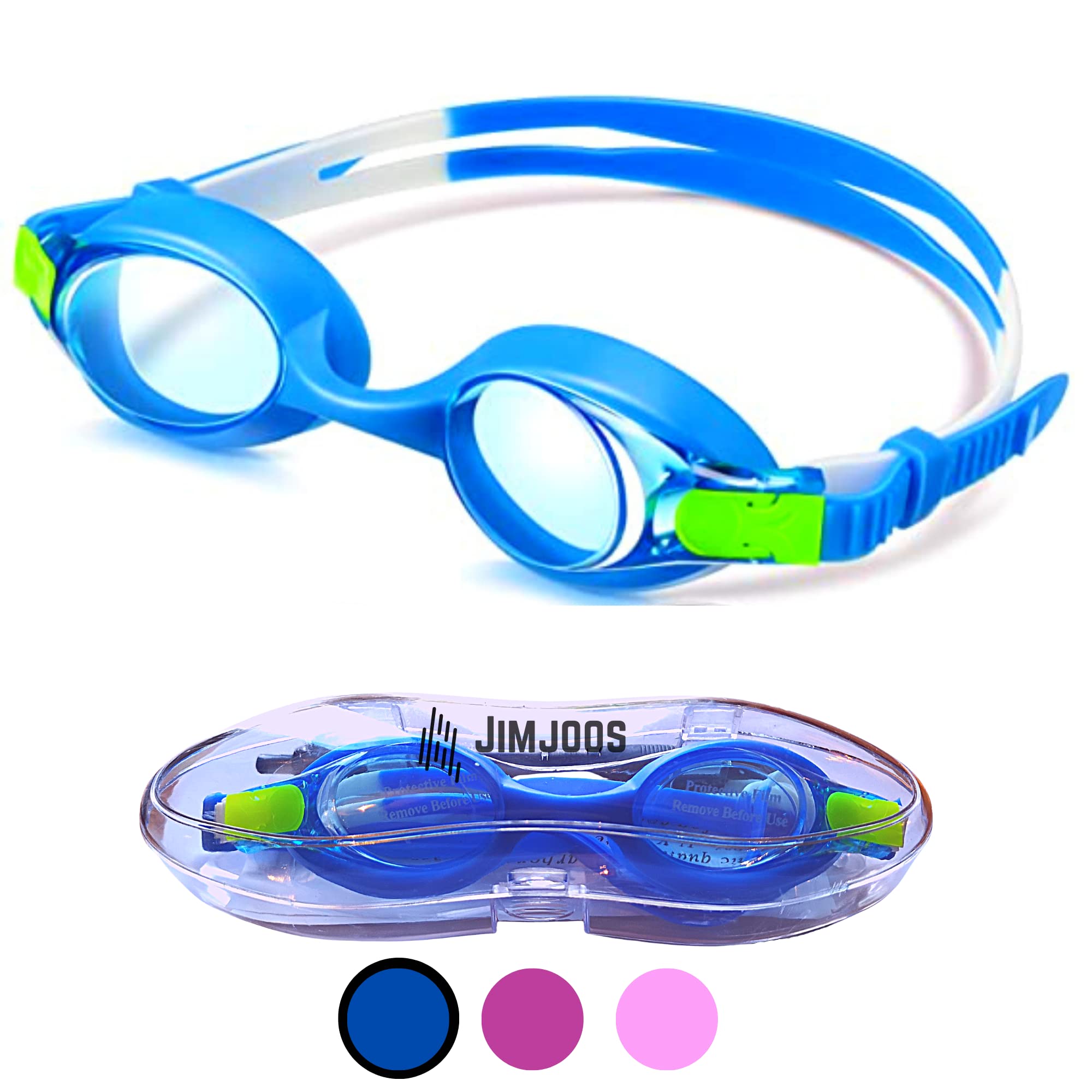 JIMJOOS Swimming Goggles For Kids, Anti Fog, Waterproof, UV Resist Swim Goggles