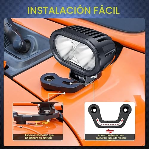 Miniatura 3 de Nilight Soporte de montaje de luz para capó para pilar A delantero Auxiliar Offroad LED Pod Luces de trabajo en Jeep Wrangler JLJLU 2020-2023