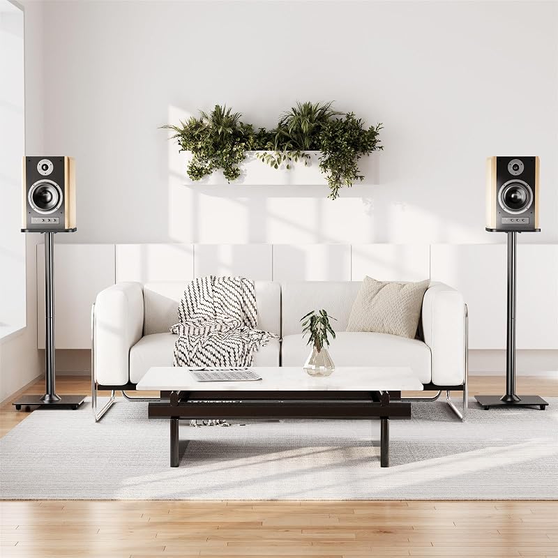 ELIVED Univerzális Hangfal Állvány 808mm Üveg Talppal Satellite és Polc Hangfalakhoz Kábel Vezetéssel Teufel JBL Sony 10kg Teherbírás 1 Pár