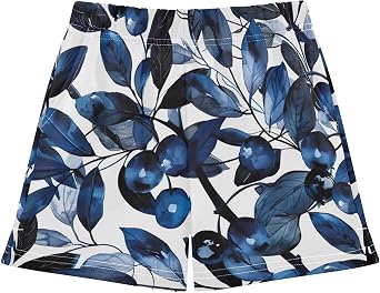 Blue Leaf Girls Shorts,Casual Shorts with Pockets Pants for Sports, Travelling,Home-XS