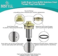 Vista 2 de BESTILL Kit de interruptor de aire de eliminación de basura en la parte superior del fregadero, listado UL (E530042), botón largo dorado cepillado