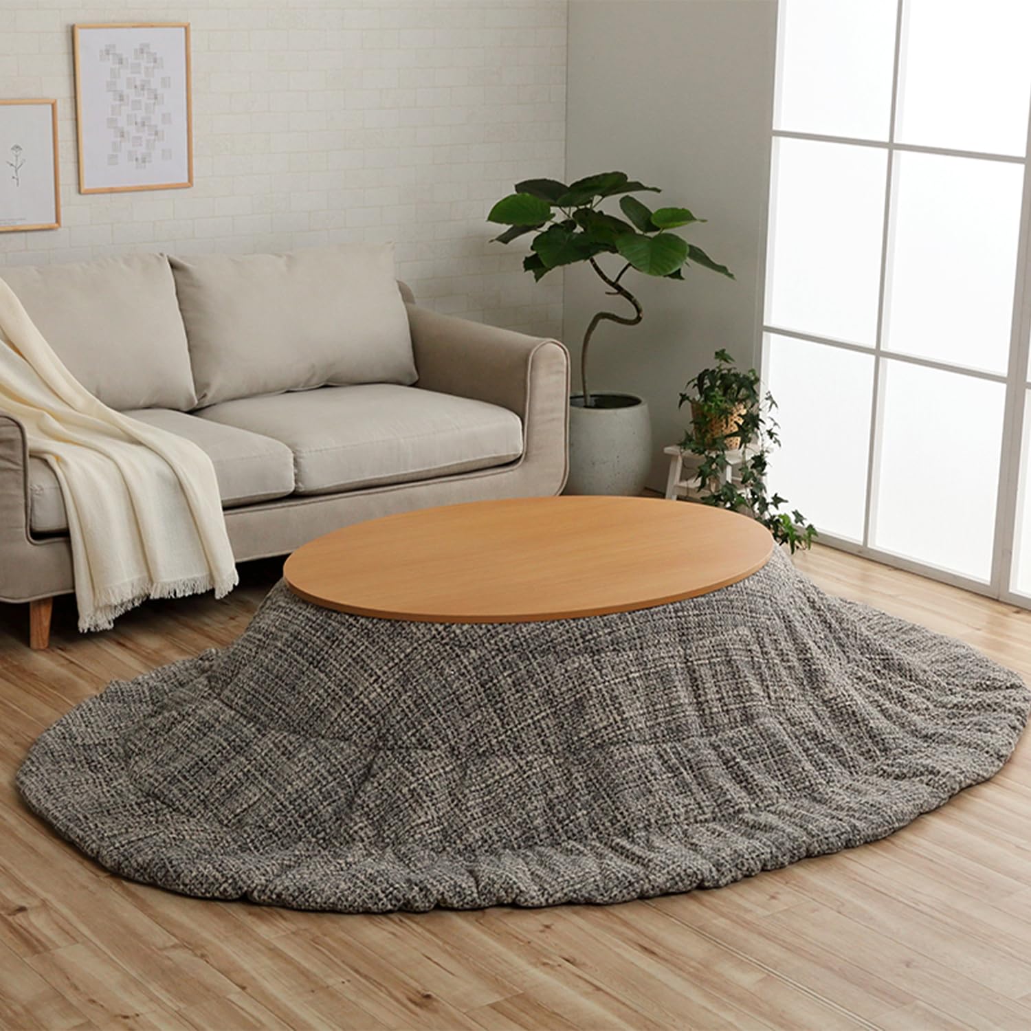 Amazon｜イケヒコ こたつ布団 ノート 約185×225楕円 グレー 楕円形