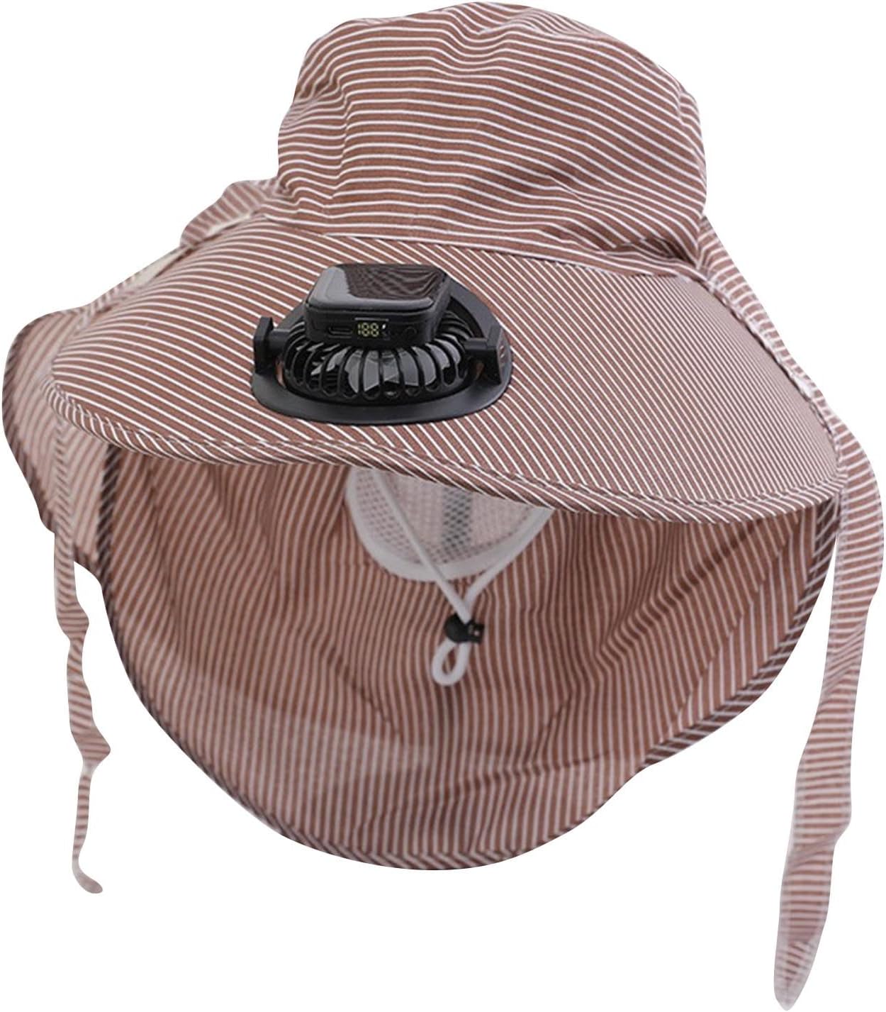 Womens Sun Hat Solar Powered Fan UV Protection Wide Brim Hiking Hat with Adjustable Lace Up Outdoor Activities Cap