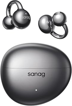 Sanag S7S Ultra Clip-On Open Ear Earbuds,AI Translation Bluetooth 6.0 Headphones, Hi-Fi Bass AI Clear Call 45H Playtime Waterproof Wireless Comfort Lightweight Ear Buds for Running Workout Black