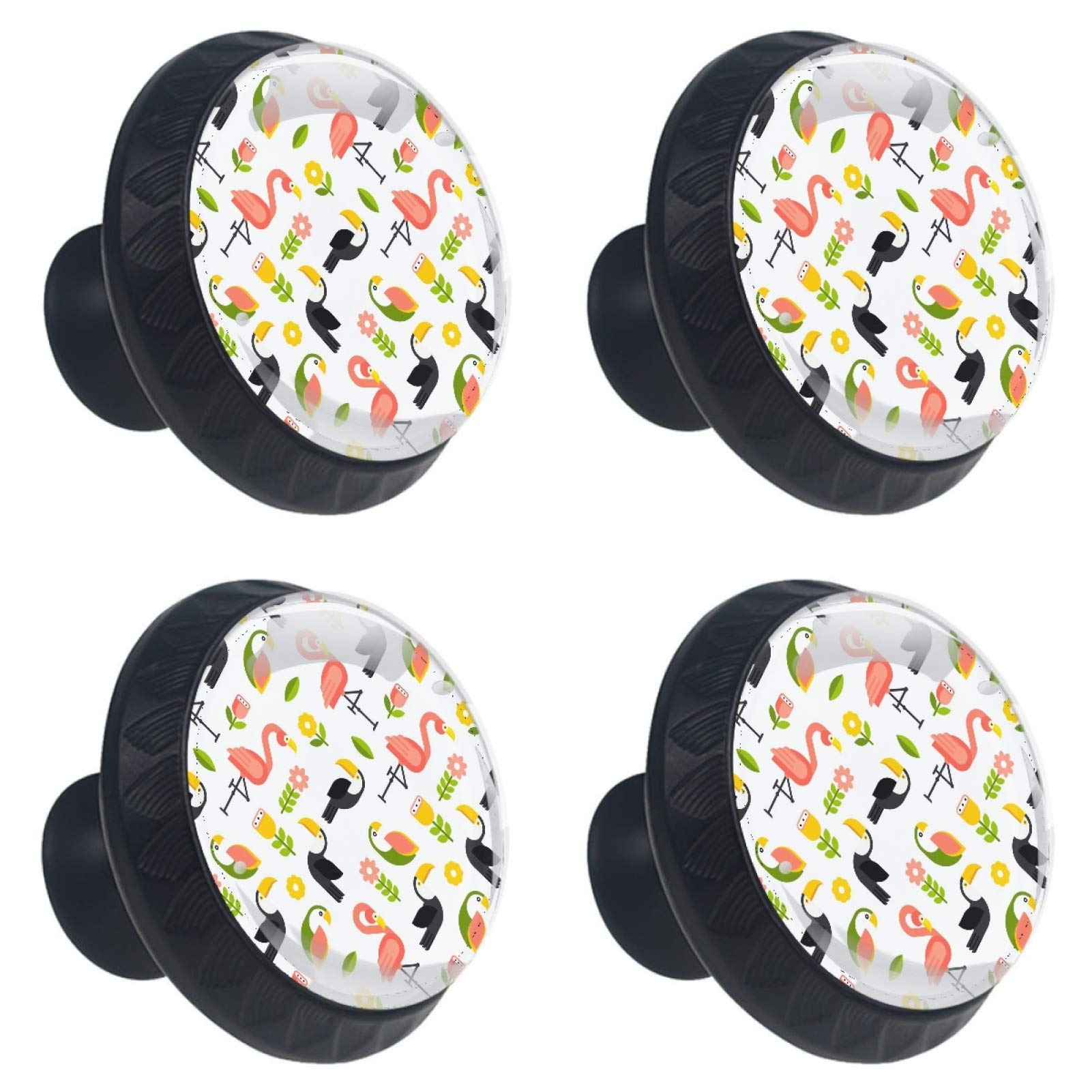 Boutons en verre pour meuble au motif flamant rose et finitions soignées 30mm