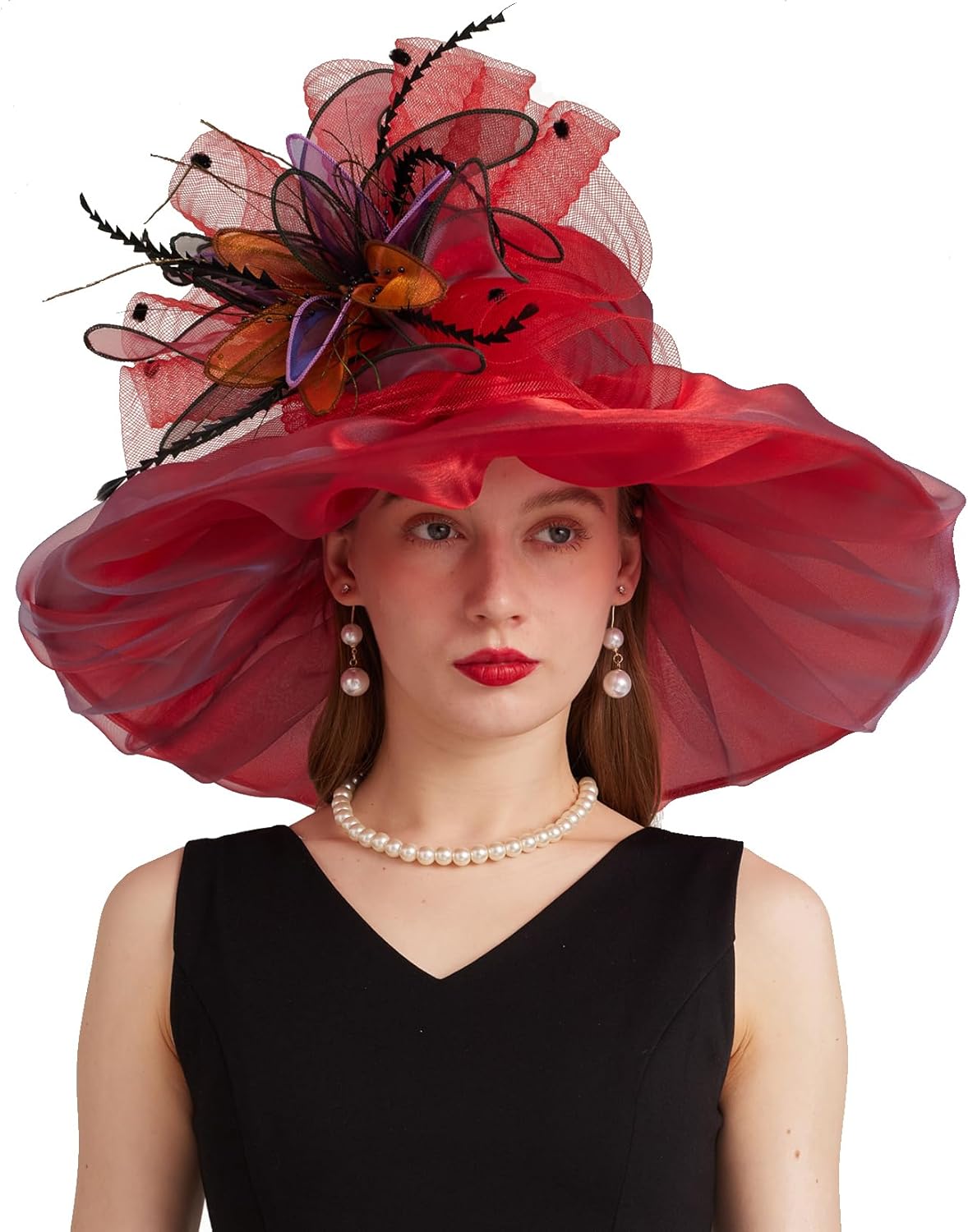 Women's Derby Church Fascinators Hat with Detachable Flowers for Wedding and Tea Party - Image 5