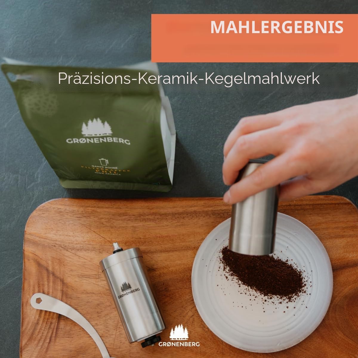 Groenenberg Spar Set 4 | Espressokocher Edelstahl 6 Tassen + Kaffeemühle manuell | Induktion Espressokanne (300ml) + Handkaffeemühle