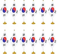 Vista 20 de WXTWK Paquete de 12 banderas de escritorio peruanas pequeñas mini banderas de mesa peruanas con base de soporte, decoración de celebración