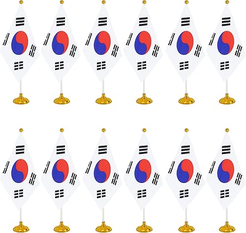 Miniatura 76 de WXTWK Paquete de 12 banderas argentinas de escritorio con base de soporte, decoración de celebración para eventos y eventos