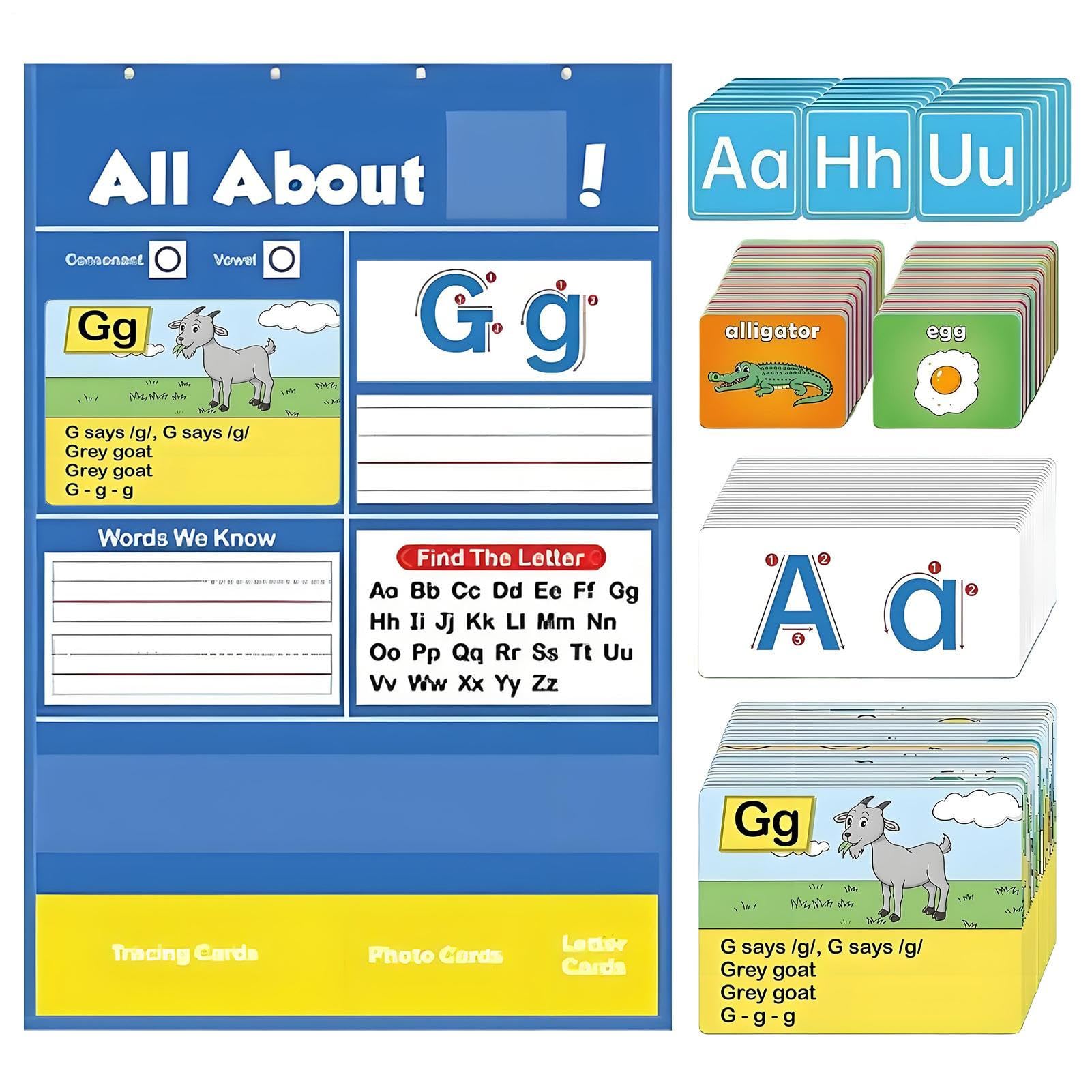 Taschendiagramm für Alphabet-Lernen, alles über Alphabet-Diagramm, Buchstaben-Lernwerkzeug, Heimschulbedarf für Kindergarten, Klassenzimmer, Zuhause, Schule, Vorschule