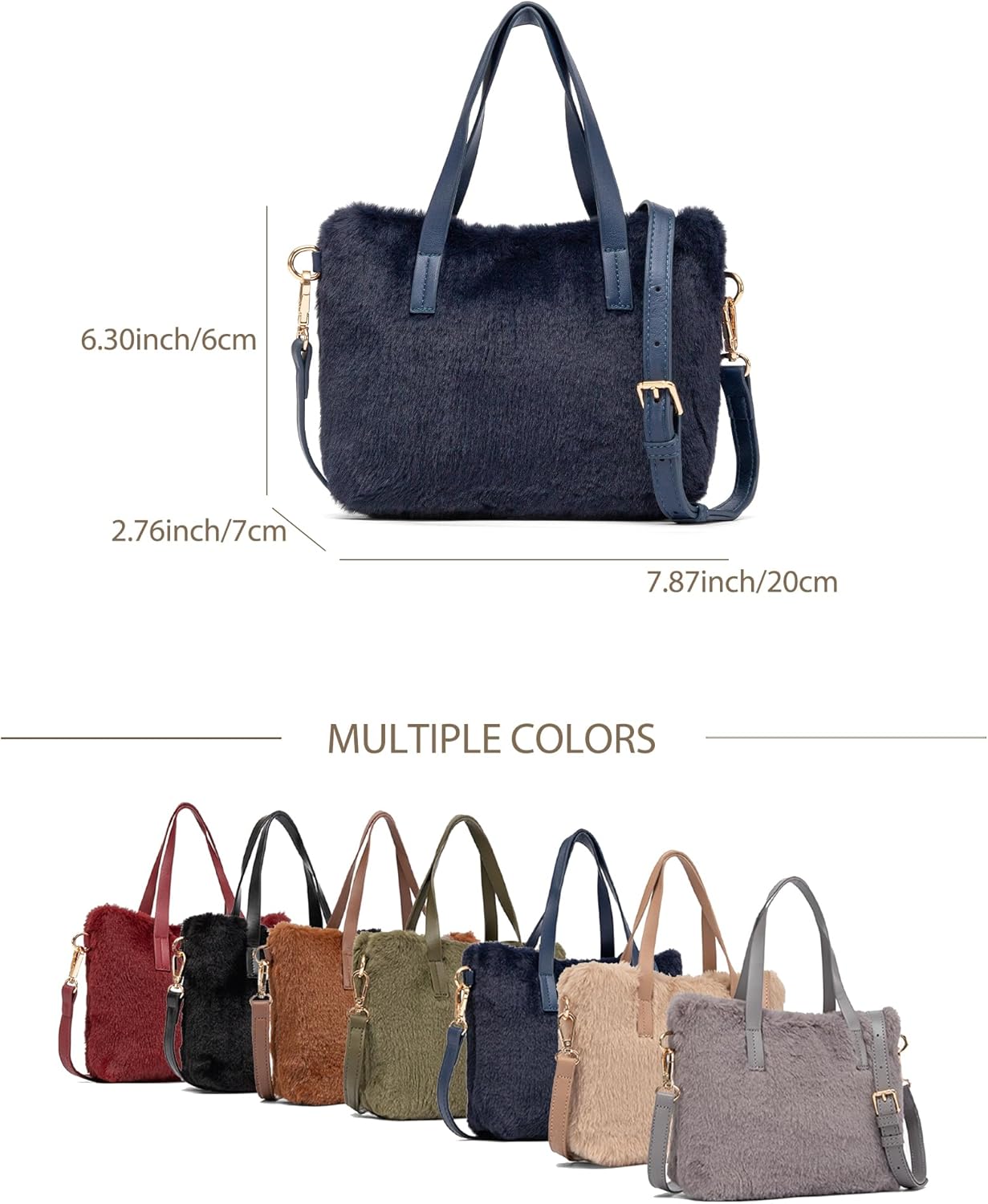 NEWBELLA Women's Plush Tote Bag - Cute Fuzzy Handbag with Soft Texture, Cozy Purse for Fall Winter, Casual Everyday Carryall - Image 7