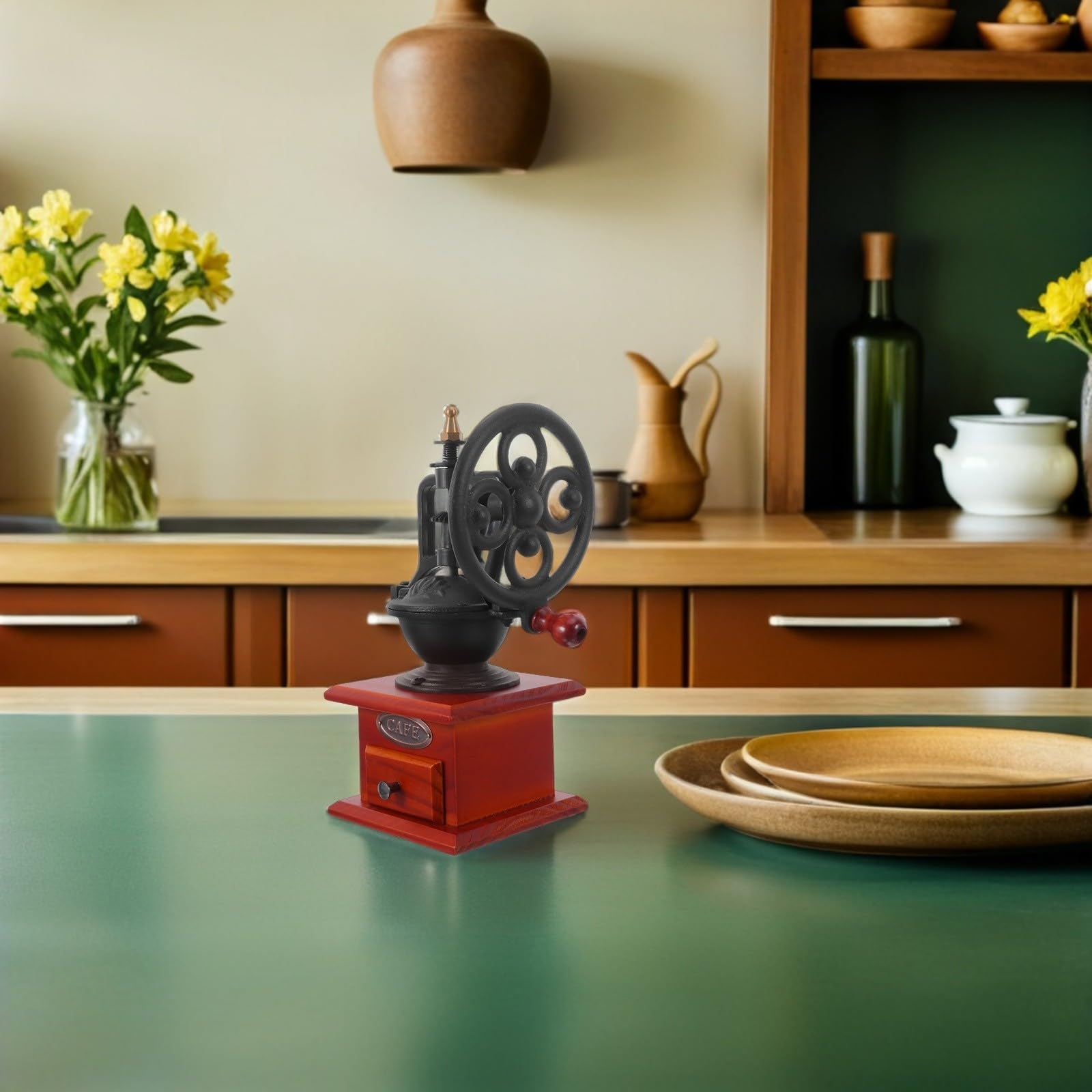 Macina Caffè Manuale Vintage in Legno Ferro Ceramica per Casa Ufficio