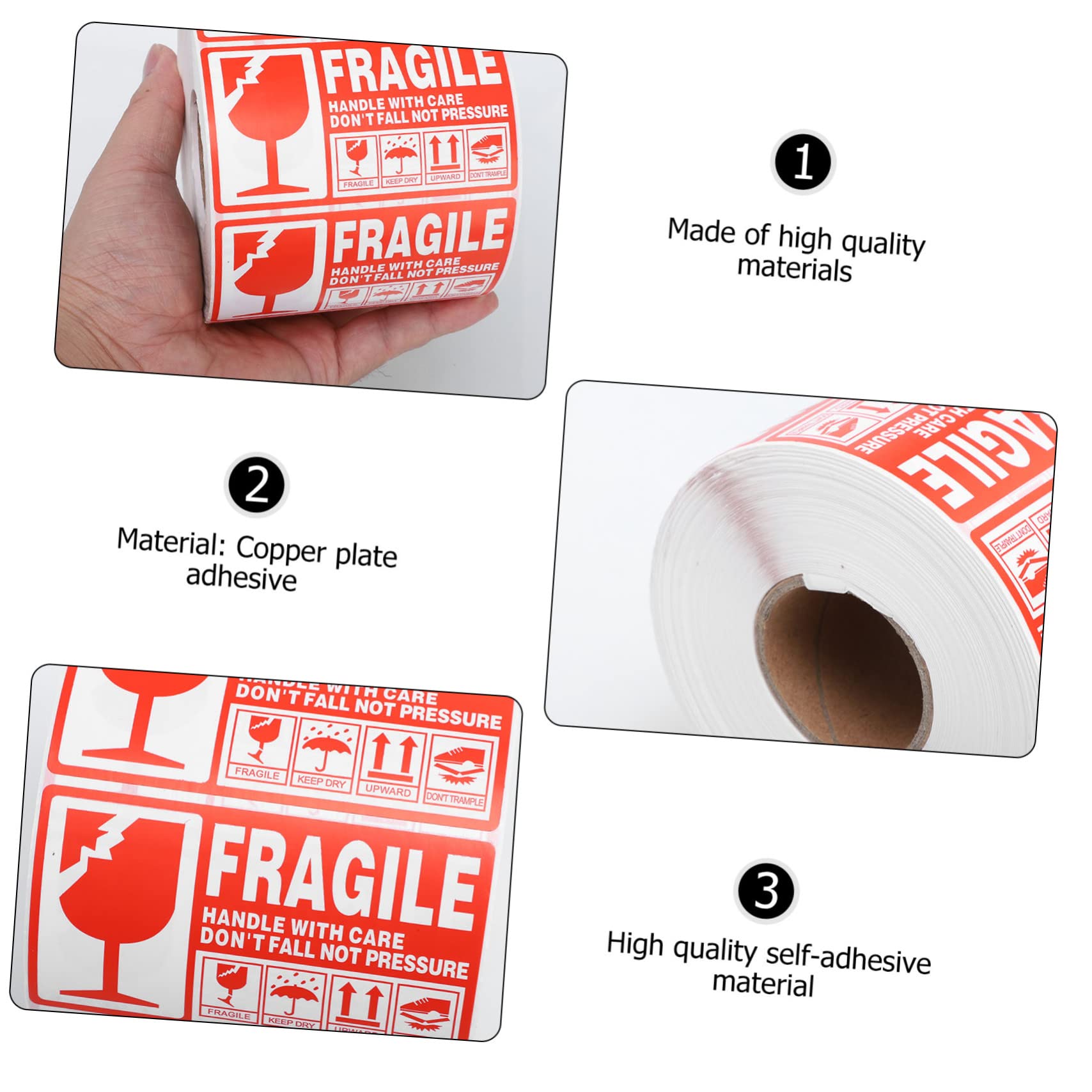 ARTIBETTER 1000 Labels Fragile Adhesive Stickers Red White Shipping Care Stickers for Packing Warning