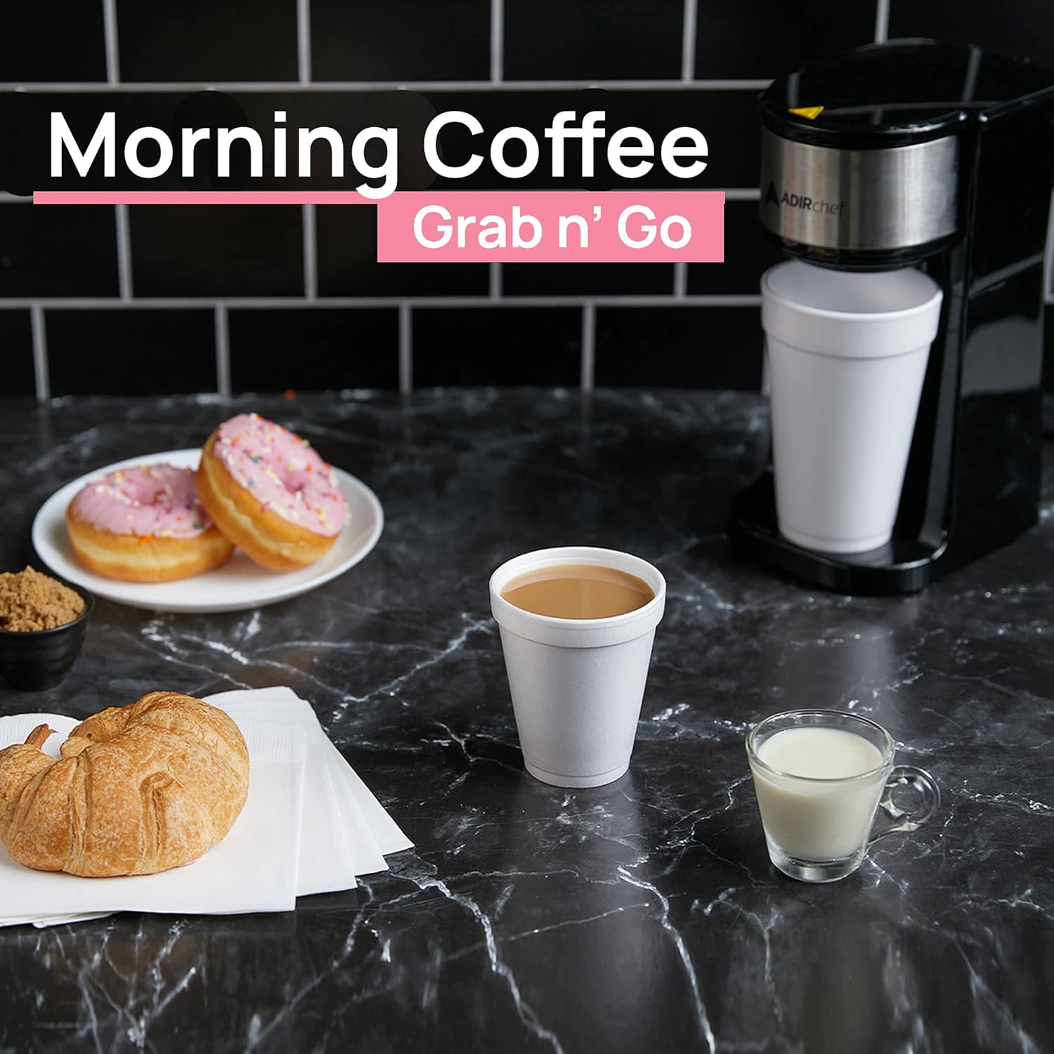 Shop Square 8 Oz Disposable Foam Cups (100 Pack), White Foam Insulates Hot & Cold Beverages, Made in the USA, To-Go Cups - for Coffee, Tea, Hot Cocoa, Soup, Broth, Smoothie, Soda, Juice - Image 4