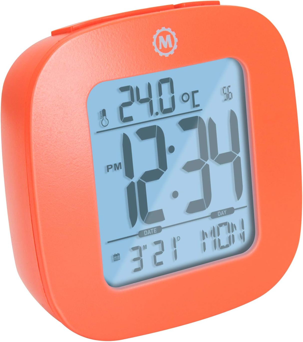 MARATHON Compact Alarm Clock with Temperature & Date, Orange – Large, Easy to Read Display with Backlight – Easy to Set Up & Use – Two AAA Batteries Included MARATHON Compact Alarm Clock with Temperature & Date, Orange – Large, Easy to Read Display with Backlight – Easy to Set Up & Use – Two AAA Batteries Included