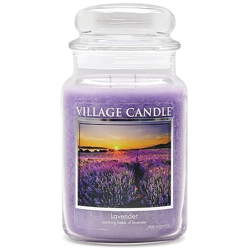 Village Candle Lavender, Large Glass Apothecary Jar, Scented Candle, 21.25 oz, Purple - 21.25 oz.