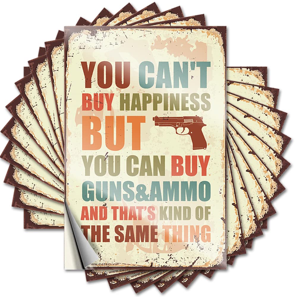 Funny Kitchen Library Decor Stickers Holographic Vinyl Weatherproof | You Can't Buy Happiness But Can Guns&Ammo Car and Decals(12X18CM-6Pcs)