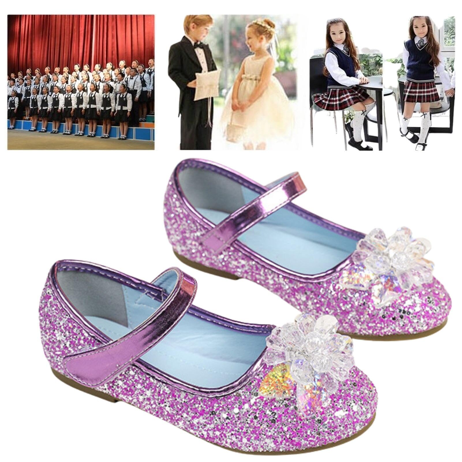 Zapatos de Princesa Elsa para niñas, Bailarinas Disfraces Infantiles para Fiestas, espectáculos y Boda