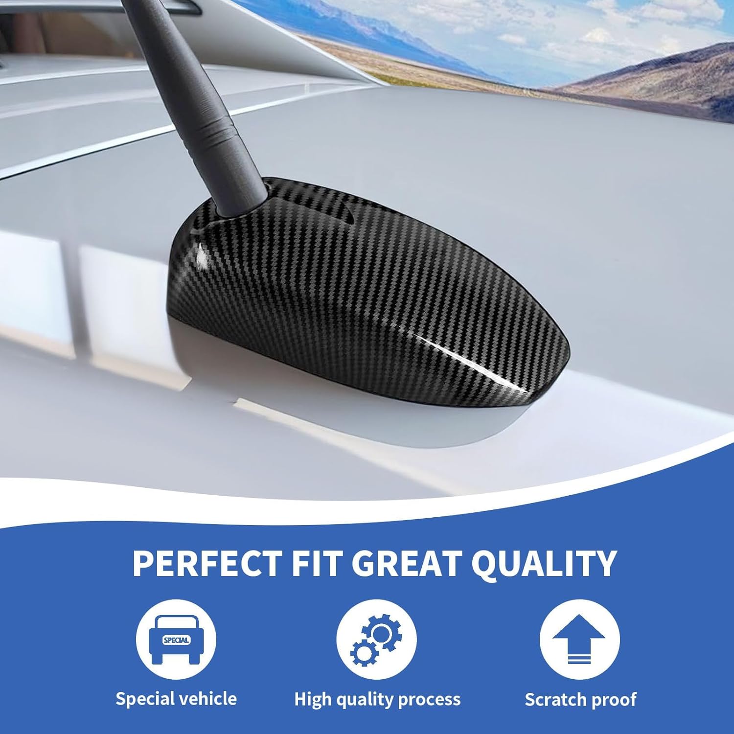 Car Shark Fin Antenna Cover for Chevy Colorado & GMC-Canyon 2023-2025 Car Roof Antenna Caps Aerial Cover Trim Replacement Aerial Topper Roof,Carbon Fiber