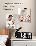 EASYERA 12" Digital Wall Clock for Classroom Livingroom Game Home Decor with LED Display RGB Lights, BIuetooth Sync, Dual Alarms, Auto DST, Countdown, Remote Control, Temperature